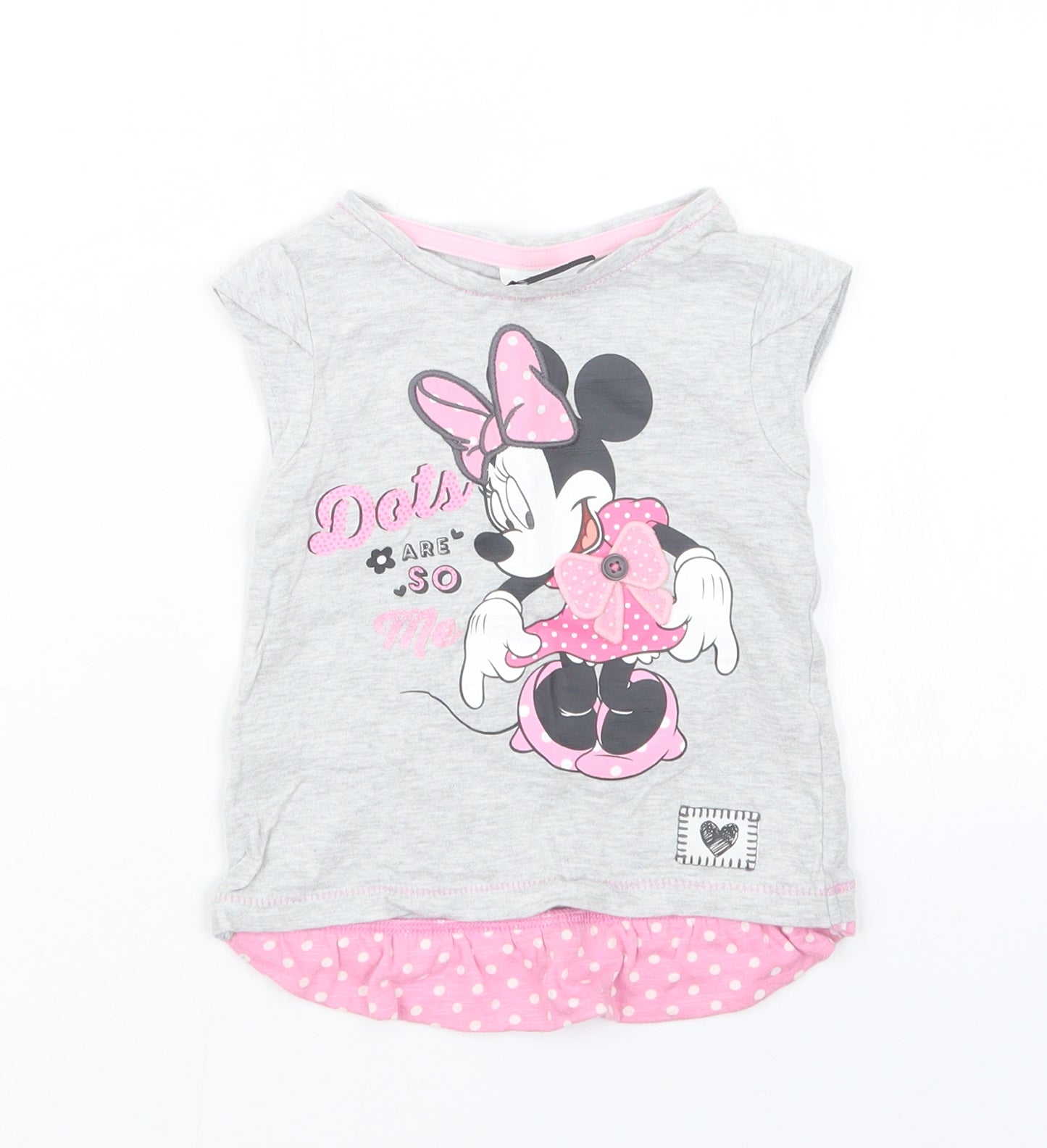 George Girls Grey   Basic T-Shirt Size 12-18 Months  - Minnie Mouse