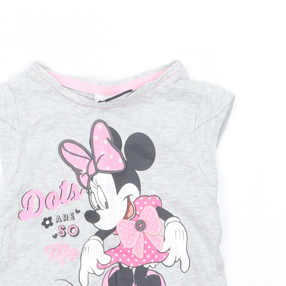 George Girls Grey   Basic T-Shirt Size 12-18 Months  - Minnie Mouse