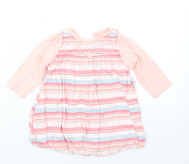 George Girls Pink Geometric T-Shirt Dress Size 3-6 Months