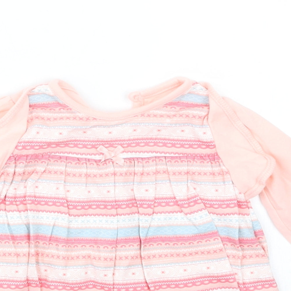 George Girls Pink Geometric  T-Shirt Dress  Size 3-6 Months