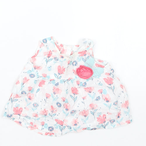 M&Co Girls White Floral  Basic Blouse Size 0-3 Months