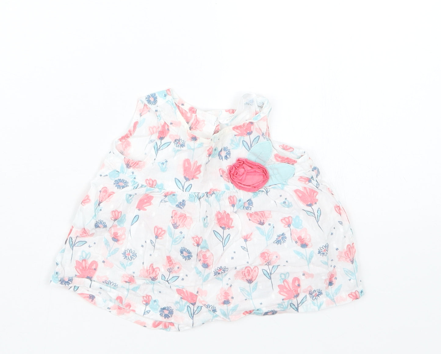 M&Co Girls White Floral  Basic Blouse Size 0-3 Months