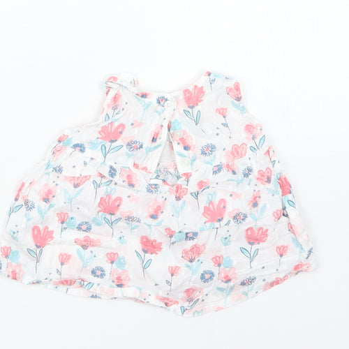 M&Co Girls White Floral  Basic Blouse Size 0-3 Months
