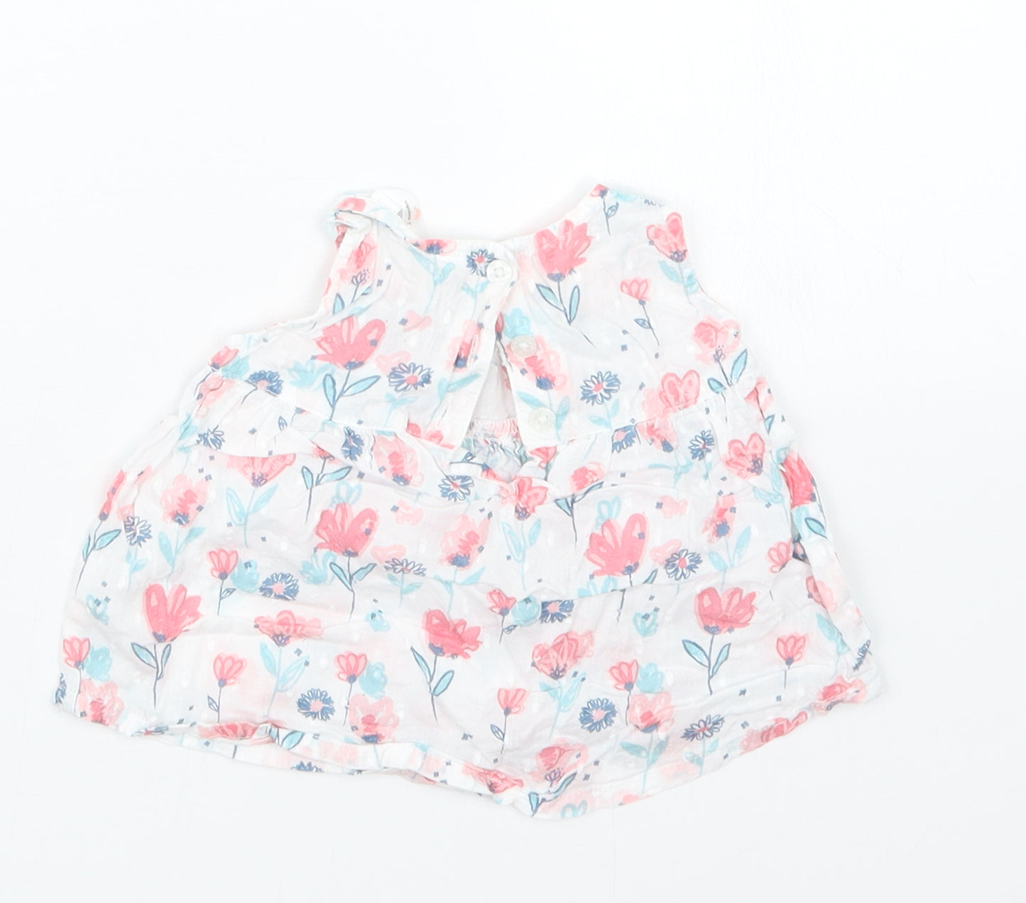 M&Co Girls White Floral  Basic Blouse Size 0-3 Months