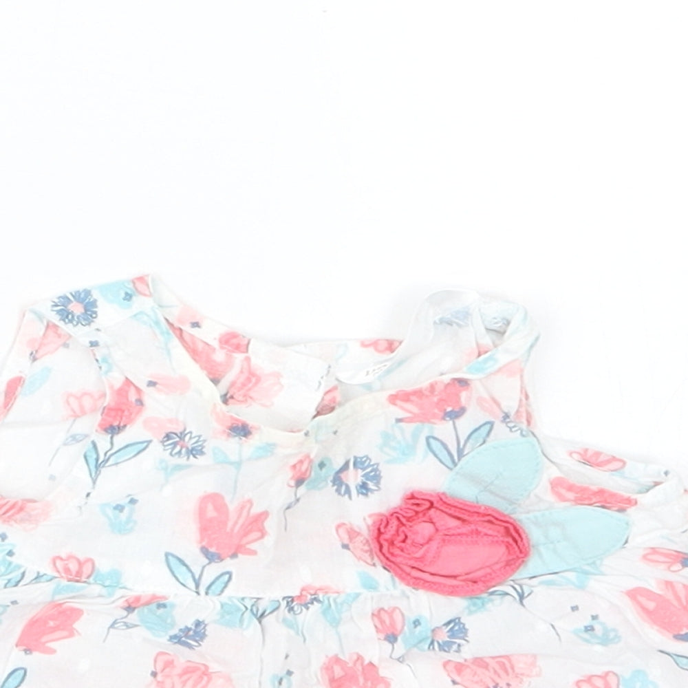 M&Co Girls White Floral  Basic Blouse Size 0-3 Months