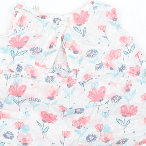 M&Co Girls White Floral  Basic Blouse Size 0-3 Months