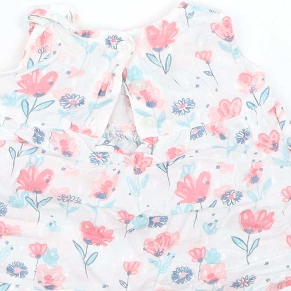 M&Co Girls White Floral  Basic Blouse Size 0-3 Months