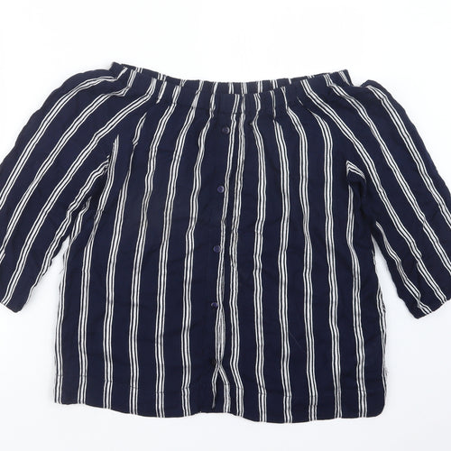 Atmosphere Womens Blue Striped  Basic Blouse Size 12