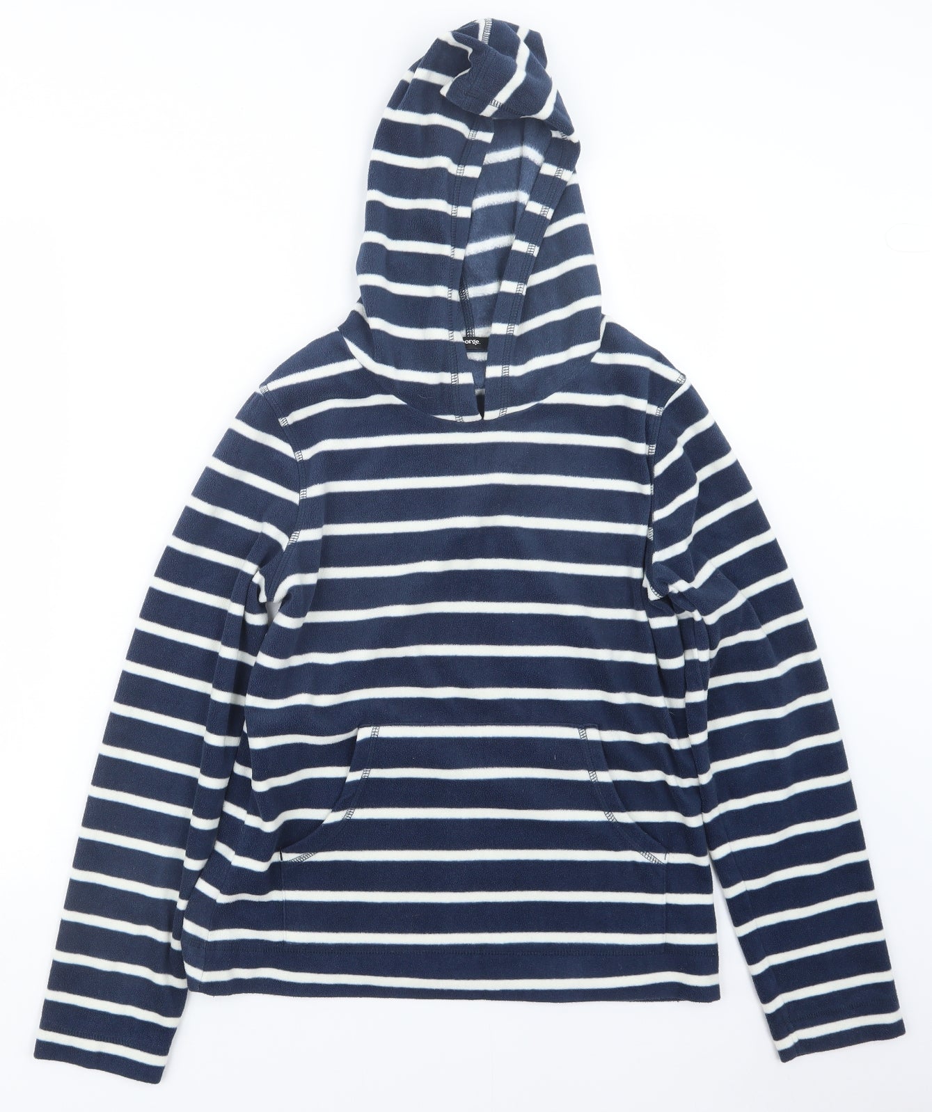 George Womens Blue Striped  Pullover Hoodie Size 10