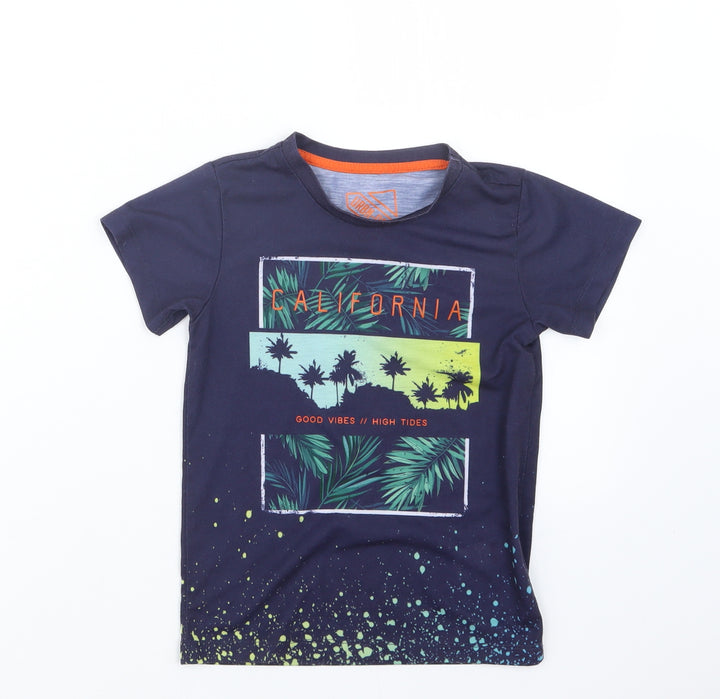 Matalan Boys Blue Geometric Basic T-Shirt Size 6 Years