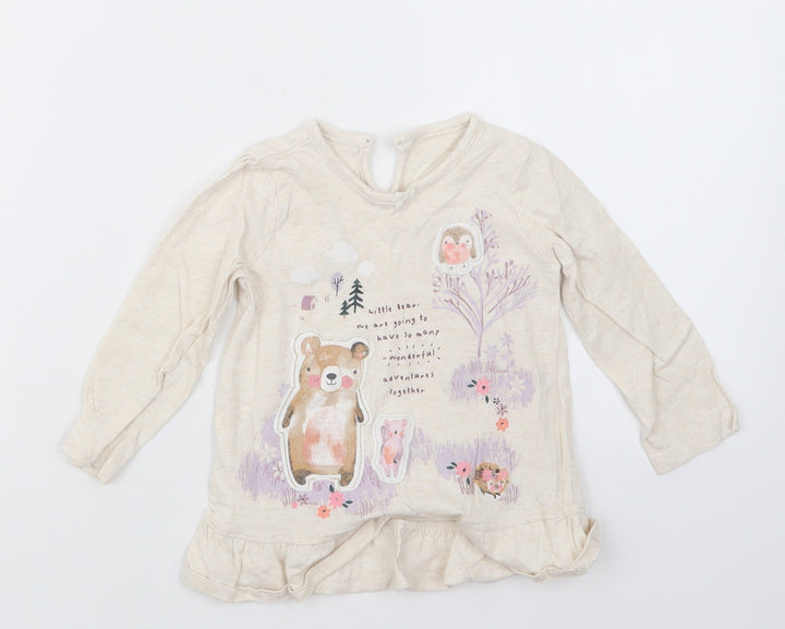 George Girls Beige Basic T-Shirt Size 9-12 Months