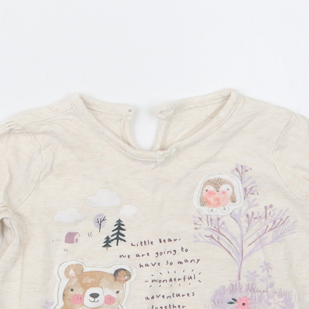 George Girls Beige   Basic T-Shirt Size 9-12 Months