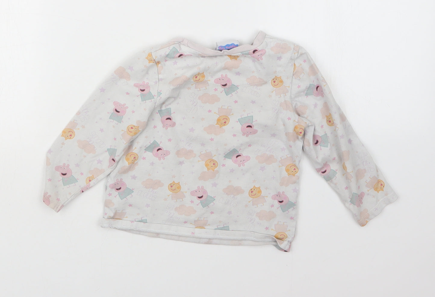 George Girls Grey Geometric  Babydoll Pyjama Top Size 18-24 Months  - Peppa Pig