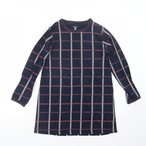 Crafted Girls Blue Check  Basic T-Shirt Size 11-12 Years