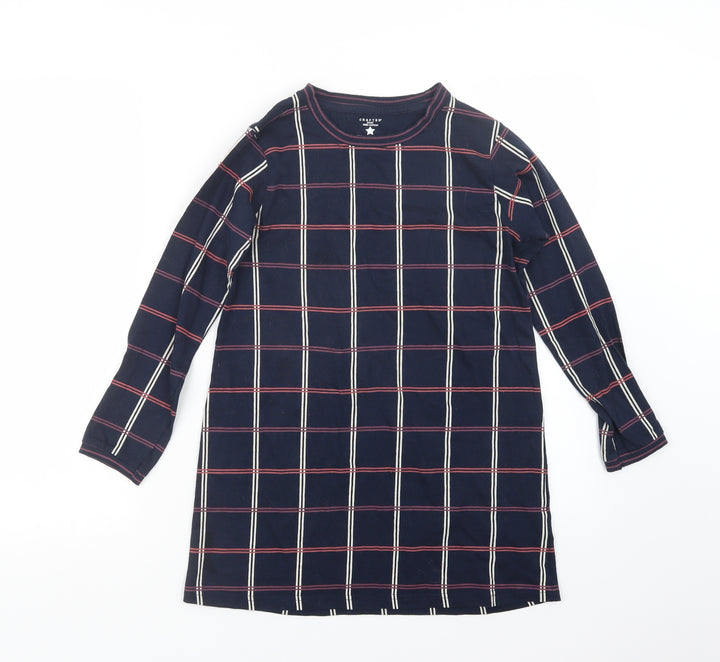 Crafted Girls Blue Check Basic T-Shirt Size 11-12 Years