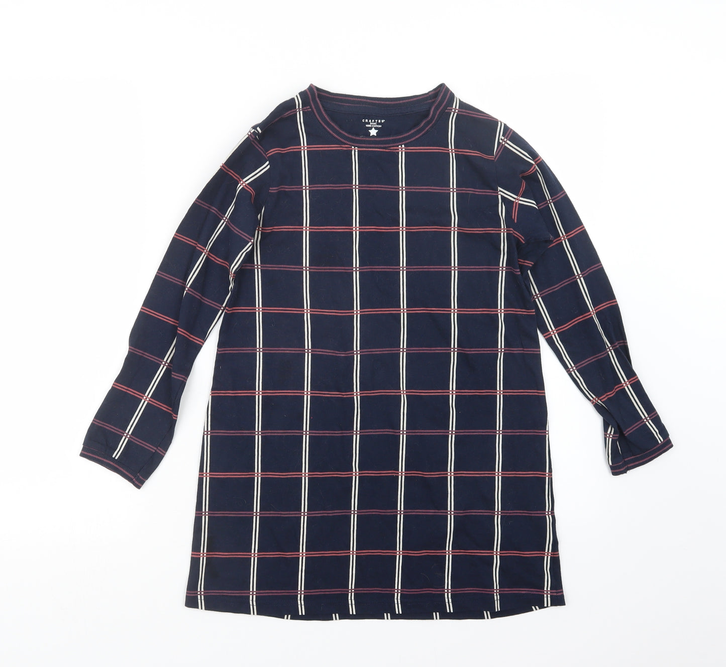 Crafted Girls Blue Check  Basic T-Shirt Size 11-12 Years