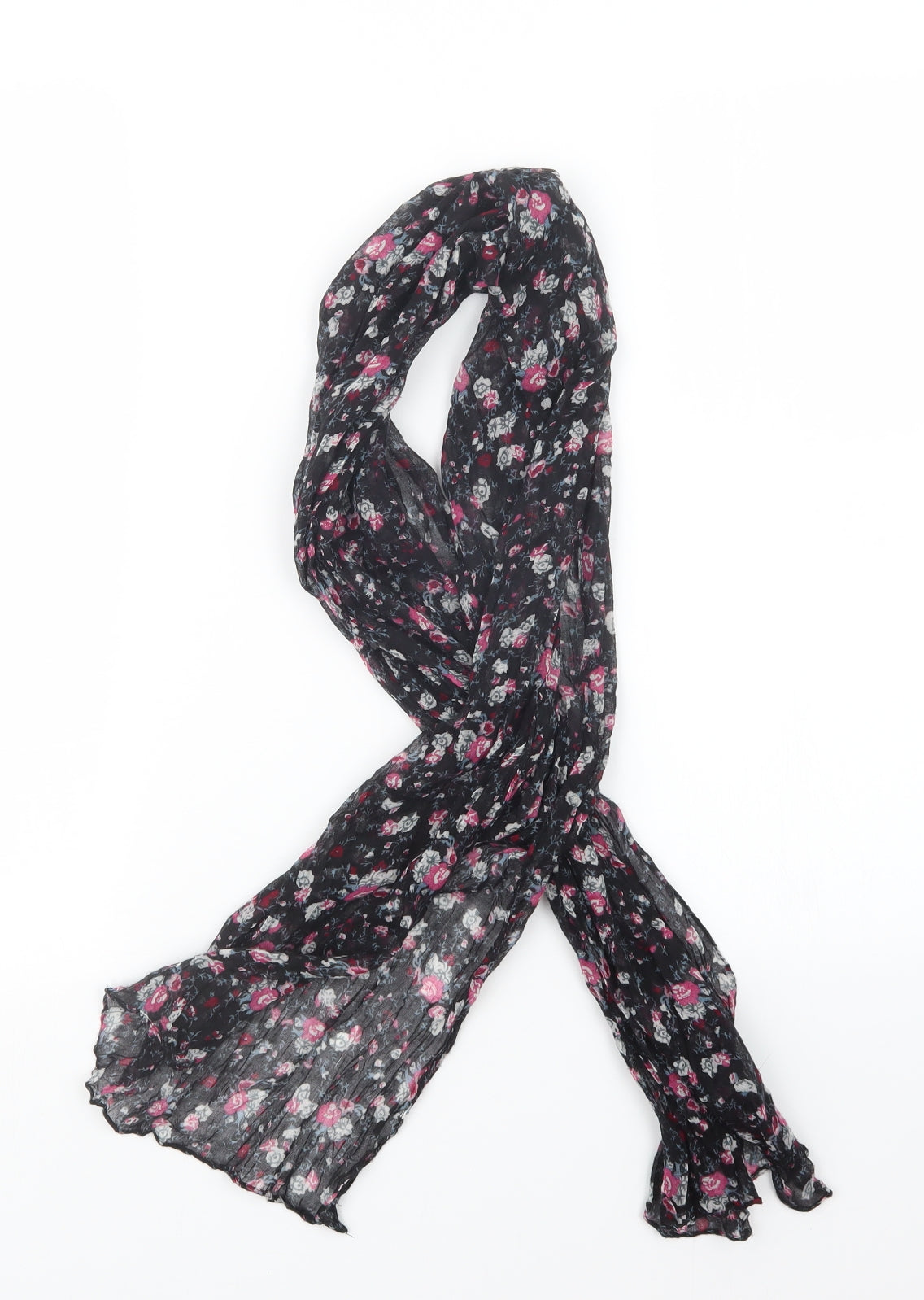 Preworn Womens Black Floral   Scarf