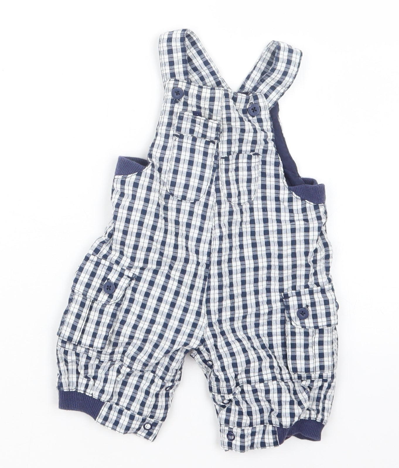 TU Boys Blue Check  Dungaree Outfit/Set Size 3-6 Months