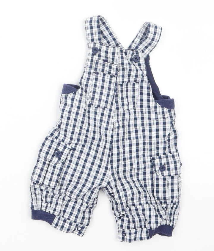 TU Boys Blue Check Dungaree Outfit/Set Size 3-6 Months