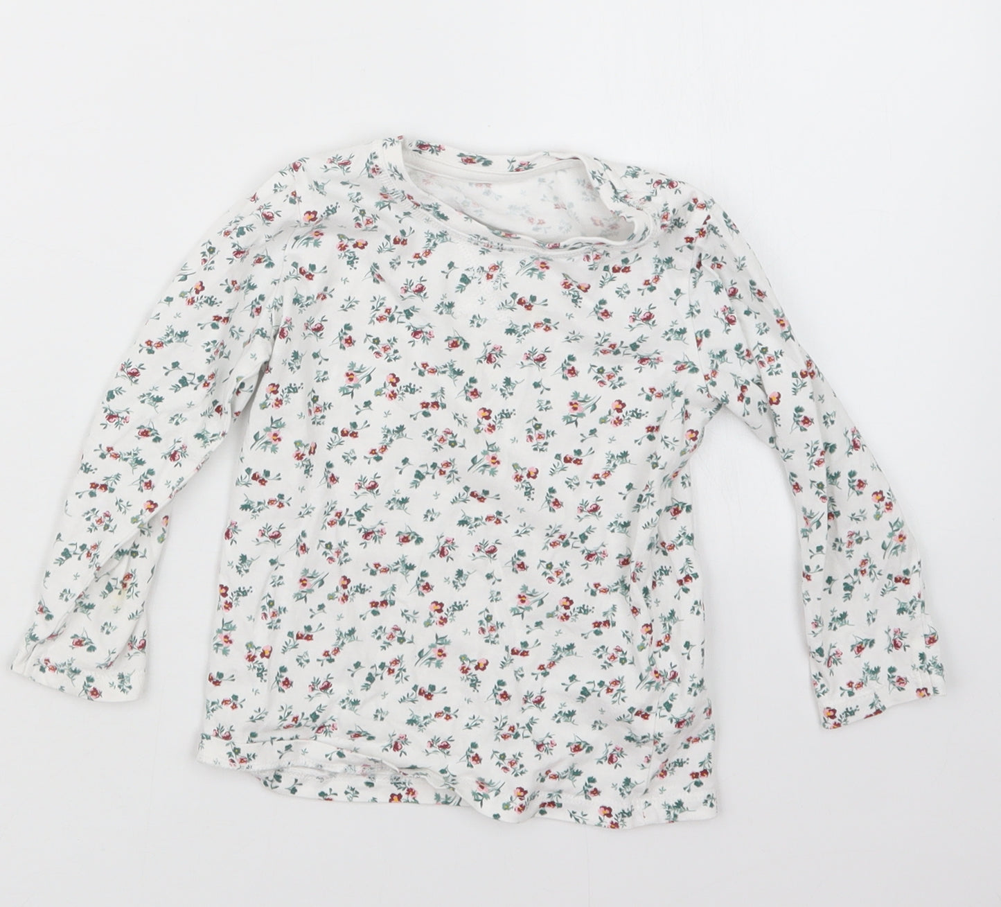 Matalan Girls White Floral  Basic T-Shirt Size 3-4 Years