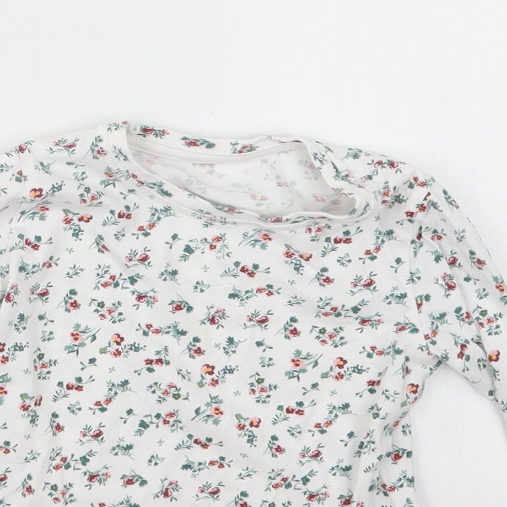 Matalan Girls White Floral  Basic T-Shirt Size 3-4 Years