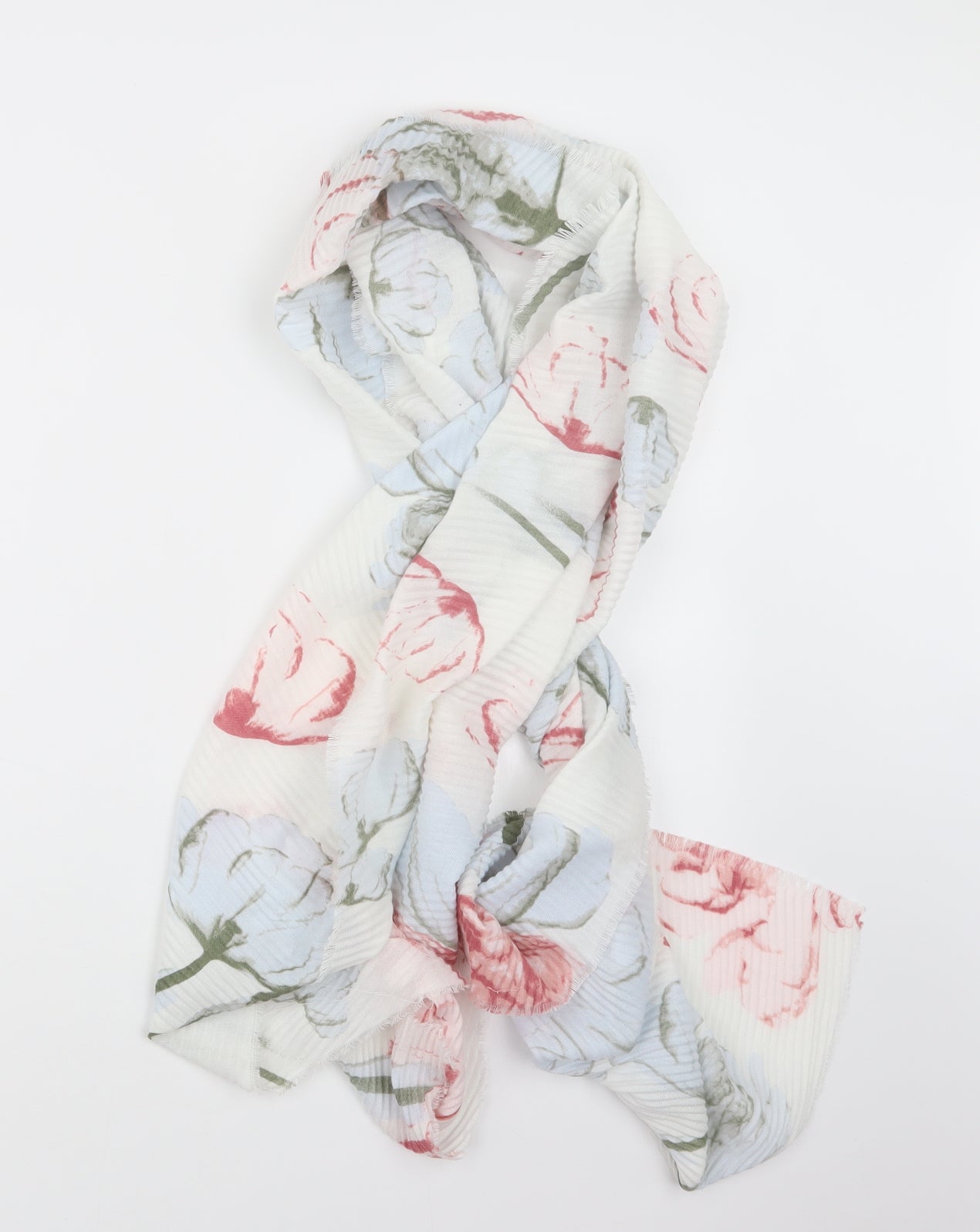 Preworn Womens White Floral   Scarf