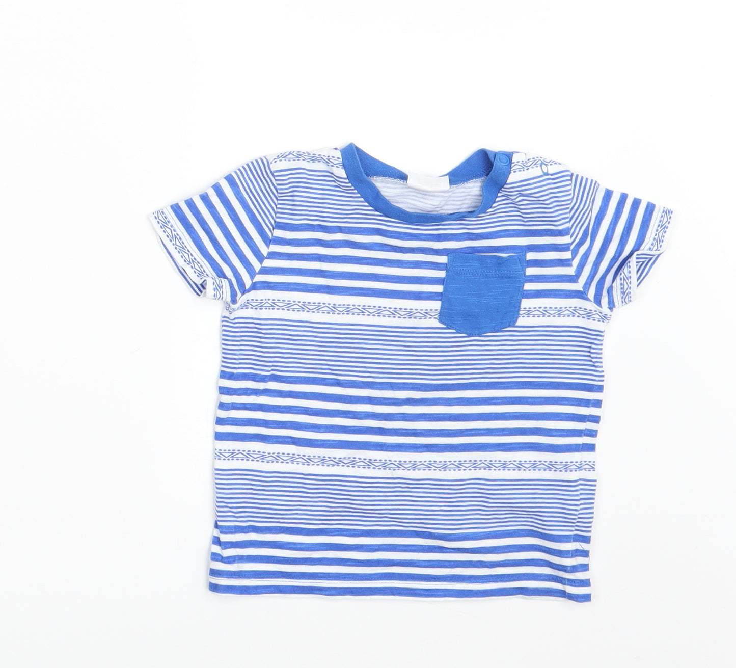 F&F Boys Blue Striped  Basic T-Shirt Size 9-12 Months
