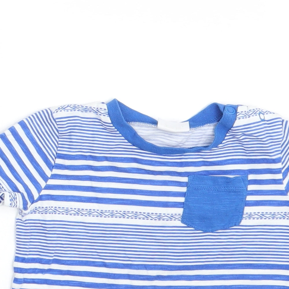 F&F Boys Blue Striped  Basic T-Shirt Size 9-12 Months