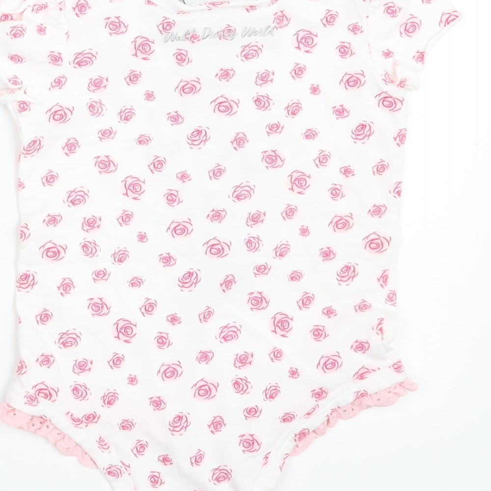 Disney Girls White Floral  Babygrow One-Piece Size 12-18 Months  - Minnie Mouse