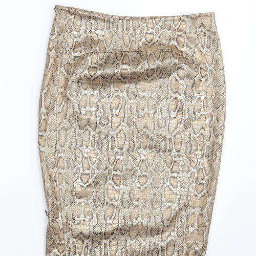 Vicolo Womens Gold Animal Print  Straight & Pencil Skirt One Size