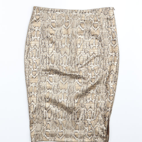 Vicolo Womens Gold Animal Print  Straight & Pencil Skirt One Size