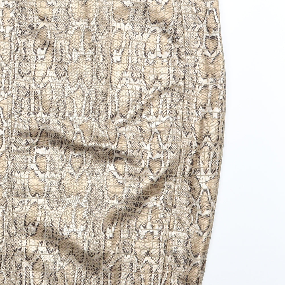 Vicolo Womens Gold Animal Print  Straight & Pencil Skirt One Size