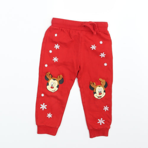 Disney Girls Red   Jogger Leggings Size 18-24 Months  - Waist 18in; Inside leg 12in