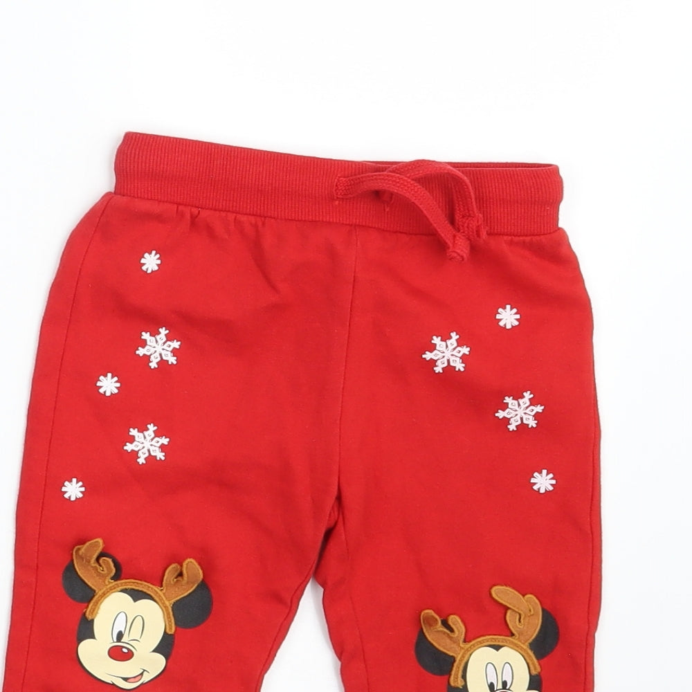 Disney Girls Red   Jogger Leggings Size 18-24 Months  - Waist 18in; Inside leg 12in