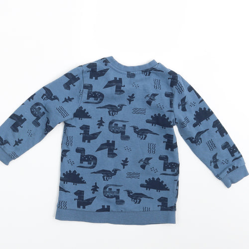 Matalan Boys Blue Animal Print  Pullover Jumper Size 4-5 Years
