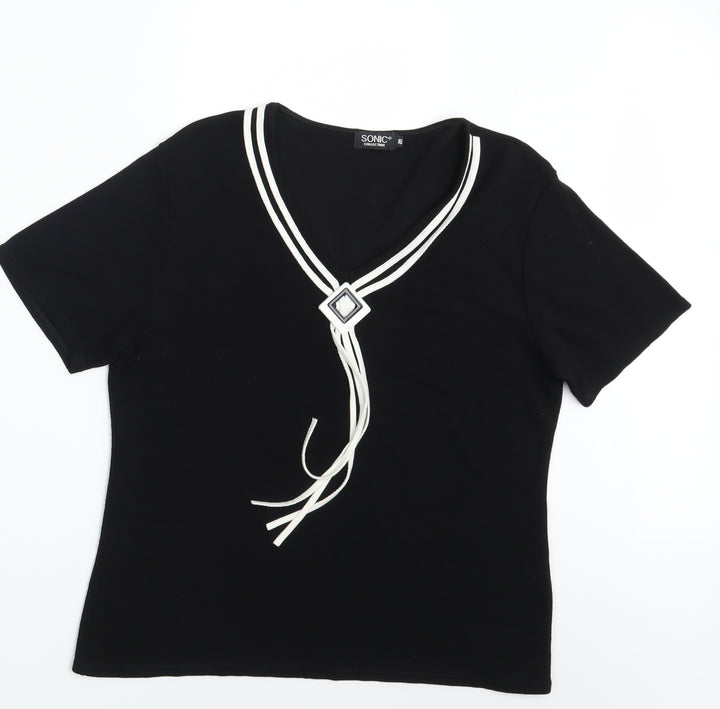 Sonic Womens Black Basic T-Shirt Size 16