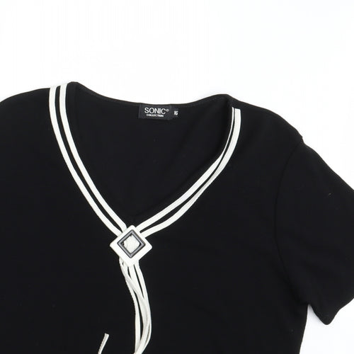 Sonic Womens Black   Basic T-Shirt Size 16