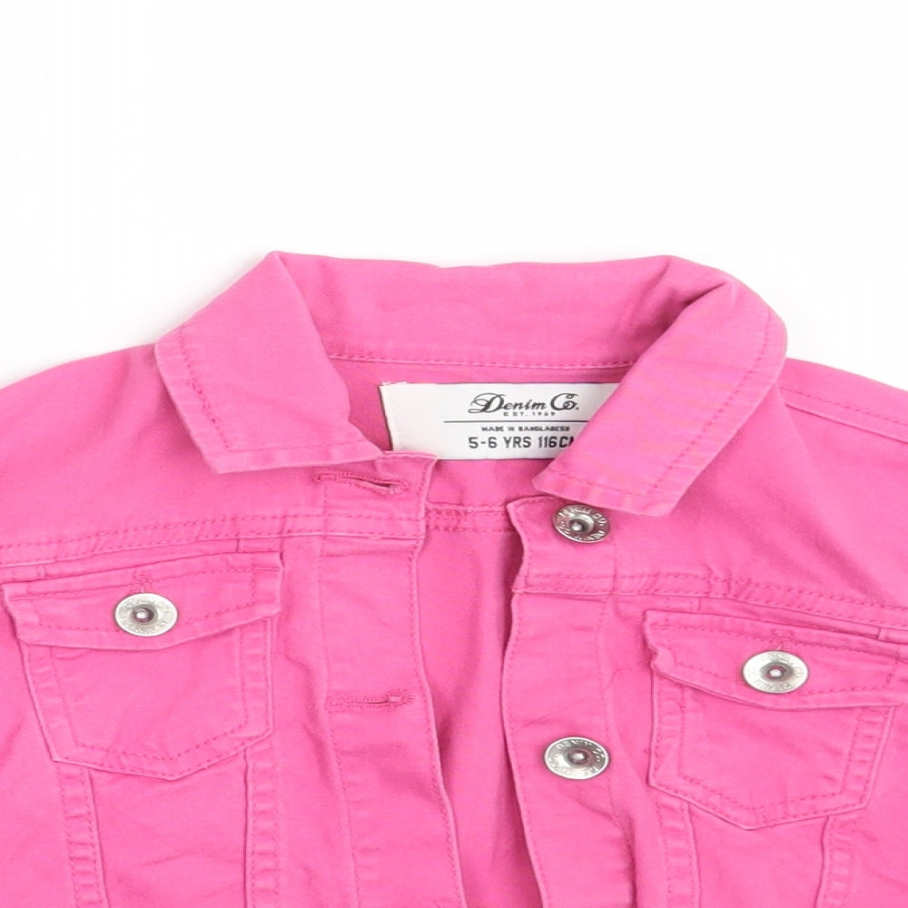 Denim Co. Girls Pink  Denim Jacket Coat Size 5-6 Years