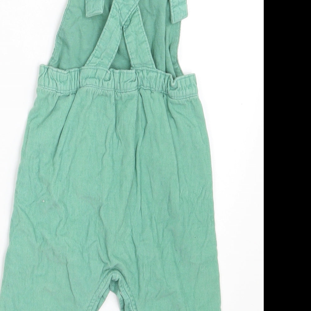 M&S Girls Green Floral Corduroy Pinafore/Dungaree Dress  Size 6-9 Months