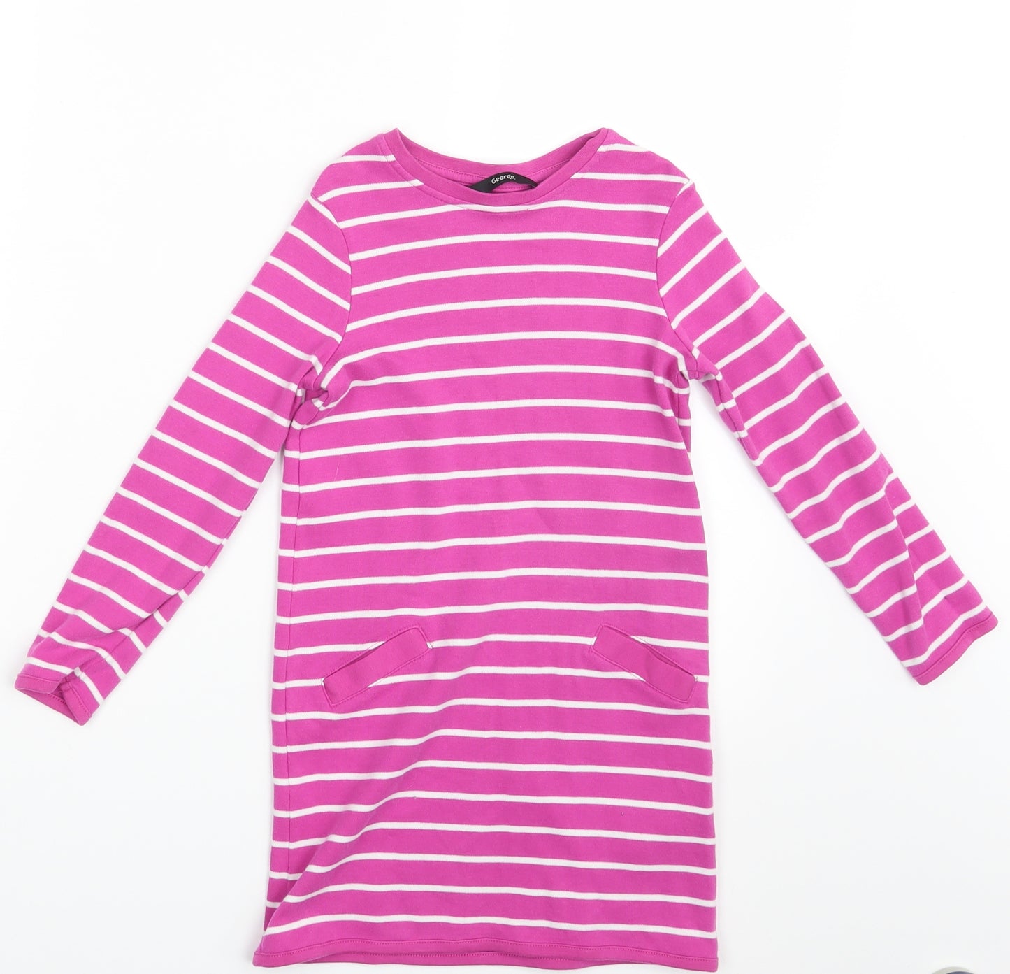 George Girls Pink Striped  T-Shirt Dress  Size 5-6 Years