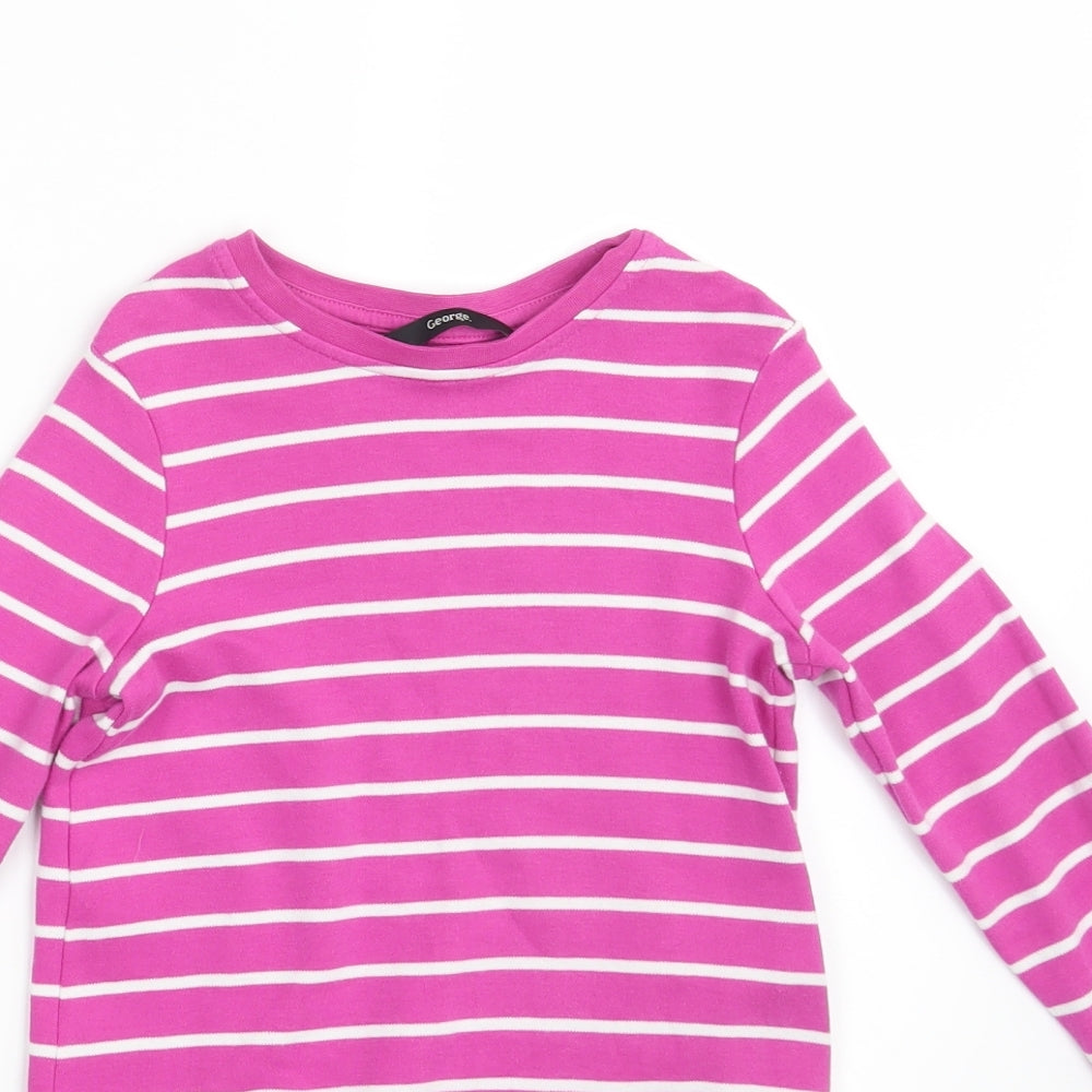 George Girls Pink Striped  T-Shirt Dress  Size 5-6 Years