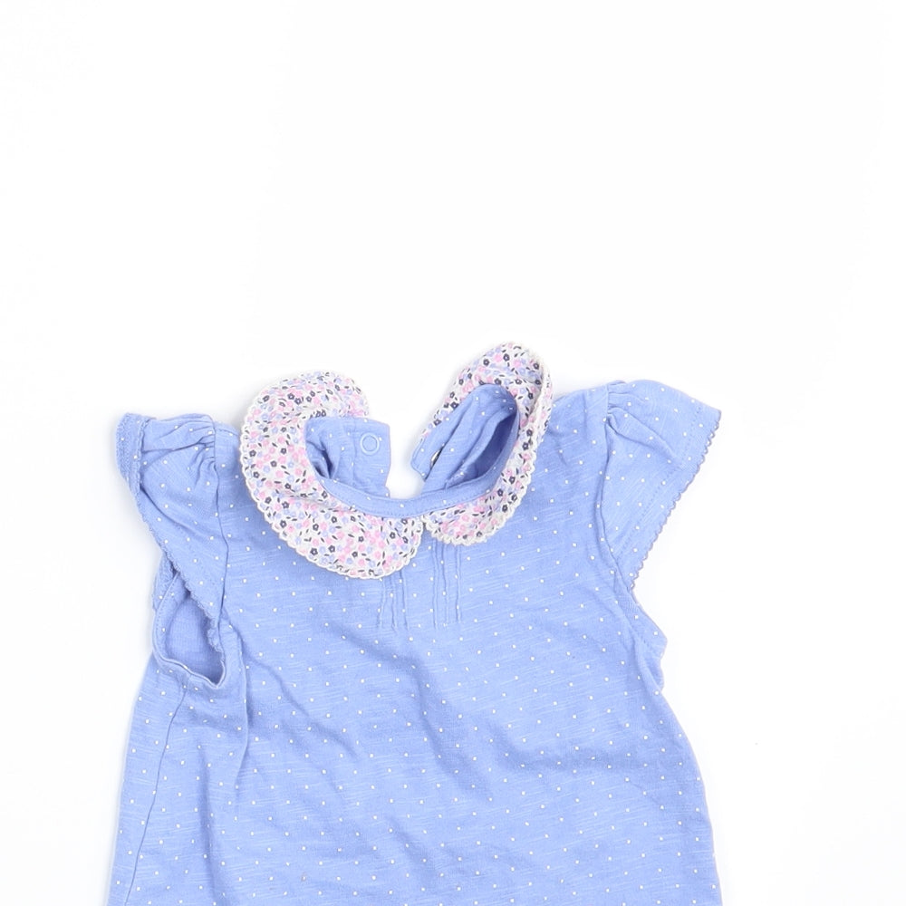 Mothercare Girls Blue Polka Dot  T-Shirt Dress  Size 3-6 Months