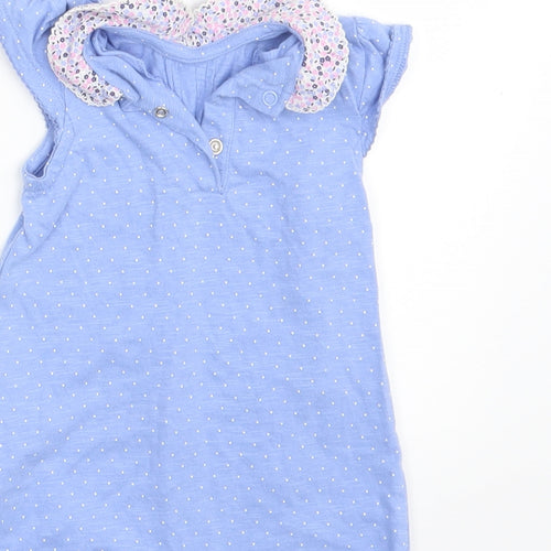 Mothercare Girls Blue Polka Dot  T-Shirt Dress  Size 3-6 Months