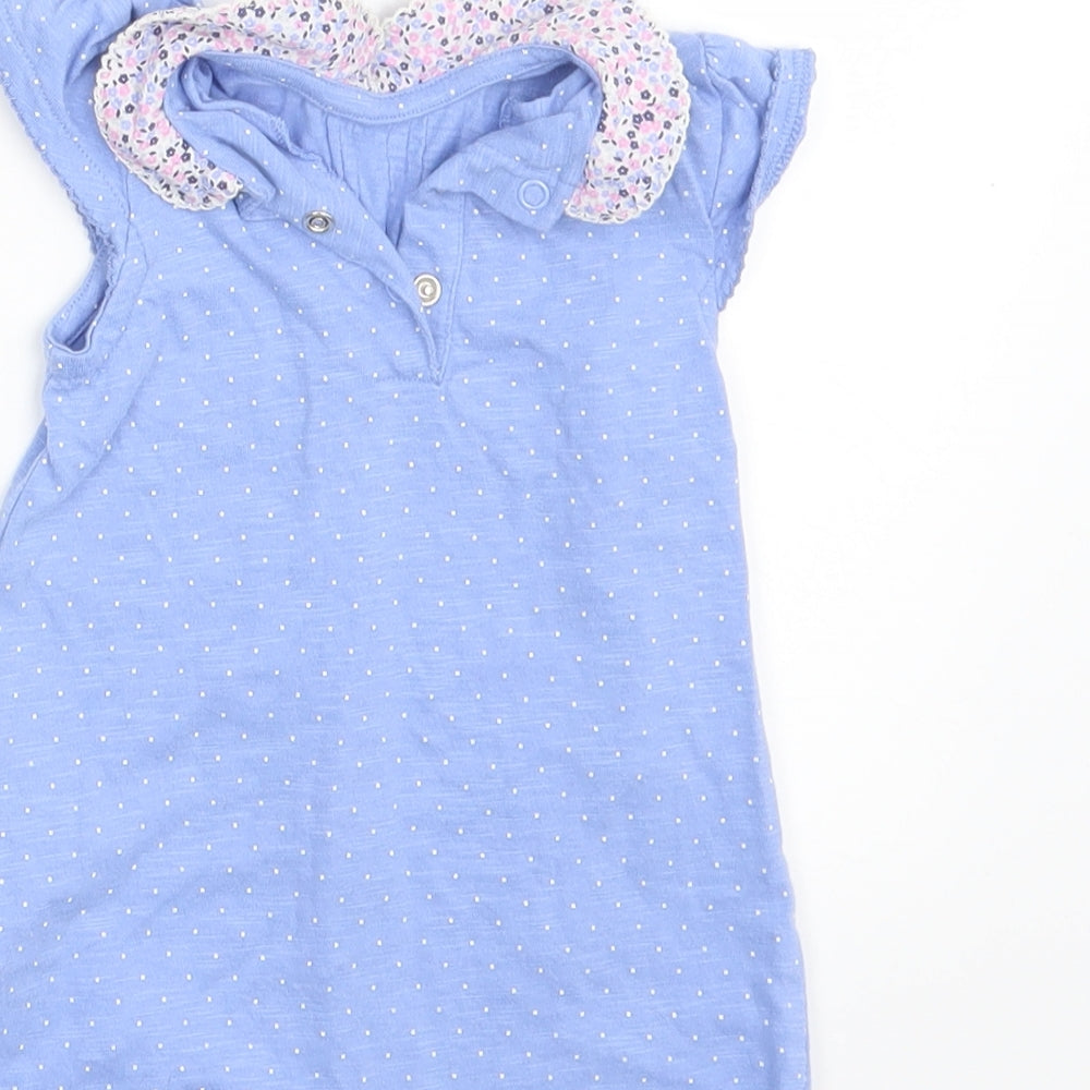 Mothercare Girls Blue Polka Dot  T-Shirt Dress  Size 3-6 Months