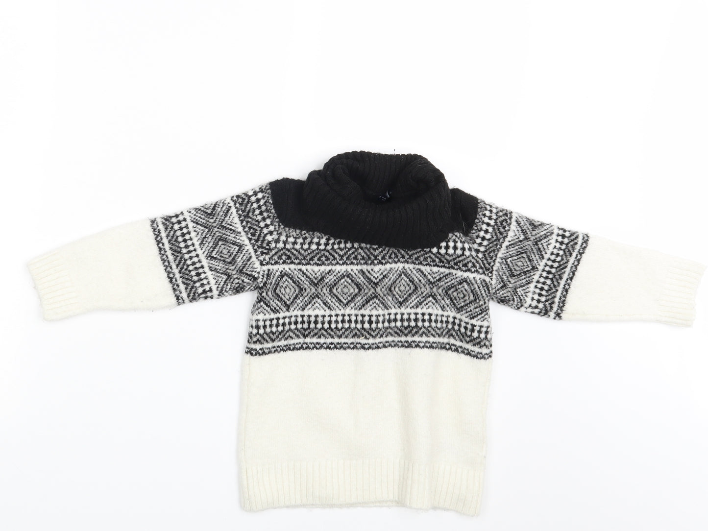 NEXT Girls Ivory Argyle/Diamond  Pullover Jumper Size 3 Years