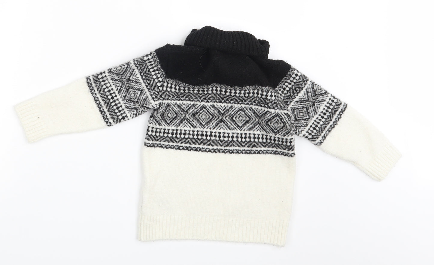 NEXT Girls Ivory Argyle/Diamond  Pullover Jumper Size 3 Years