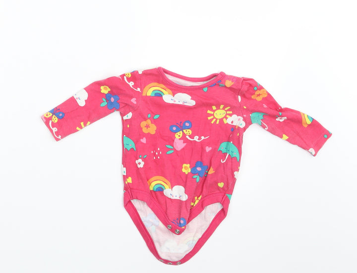 F&F Girls Pink Floral  Romper One-Piece Size 6-9 Months