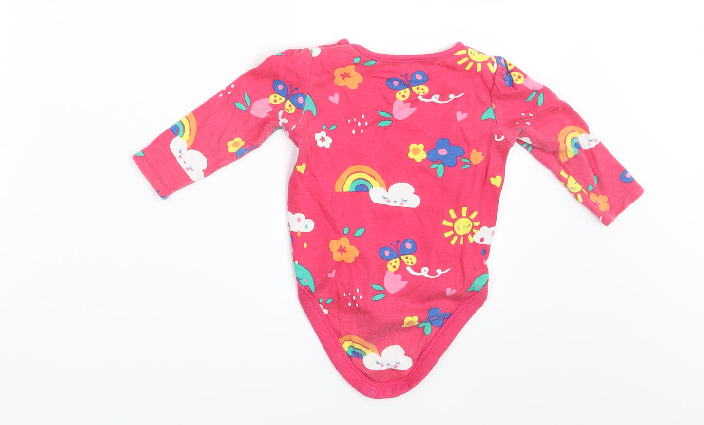 F&F Girls Pink Floral  Romper One-Piece Size 6-9 Months