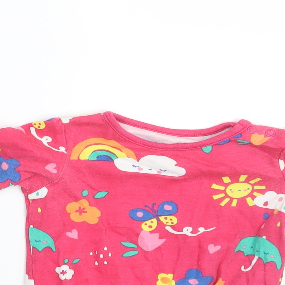 F&F Girls Pink Floral  Romper One-Piece Size 6-9 Months