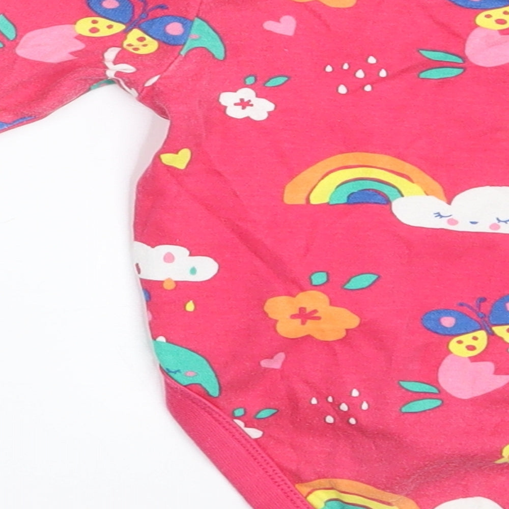 F&F Girls Pink Floral  Romper One-Piece Size 6-9 Months